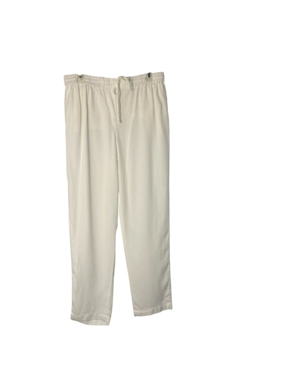 Talbots Easy Drawstring Pants Womens M White Lyocell Pull On Elastic Waist